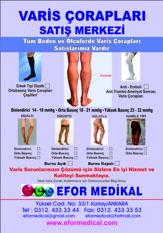  Varis Çorapları Satışı Ankara Efor Medikal