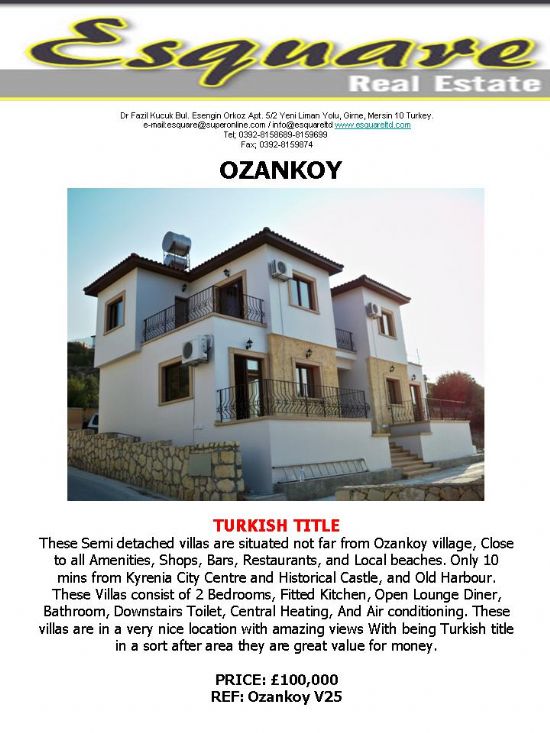  Kuzey Kıbrıs Ozanköyde Satılık Ev, Satılık Daire, Satılık Villa Satılık Arazi...