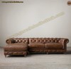 Antik Kahve Taba Renk Deri Chester Köşe Koltuk L Şeklinde Klasik Lüks