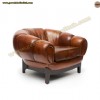 Dekoratif Hakiki Deri Berjer Koltuk Lüks Taba Kahverengi Deri Koltuk