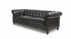 Deri Koltuk Takımlar Ofis Deri Siyah Renk Chester Kanepe Üç Kişilik