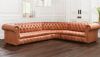 Gerçek Deri Chester Köşe Koltuk Mindersiz Kahverengi Özel Ölçü Üretim