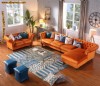 Kadife Turuncu Lüks Oturma Odası Chester Köşe Koltuk Takımı