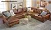 Kahverengi Deri U Köşe Takımı Hakiki Deri Büyük Köşe Oturma Grubu
