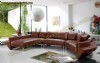 Kavisli U Köşe Koltuk Modern Hakiki Deri Kahve Taba Renk Köşe Takımı