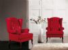 Klasik Amerikan Kulaklı Berjer Koltuk Kırmızı Deri Lüks Deri Berjer