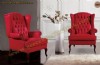 Klasik Amerikan Kulaklı Berjer Koltuk Kırmızı Deri Lüks Deri Berjer