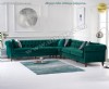 Klasik Chester Köşe Koltuk Yeşil Kadife Lüks Chesterfield Köşe Takımı