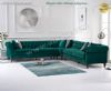 Klasik Chester Köşe Koltuk Yeşil Kadife Lüks Chesterfield Köşe Takımı
