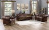 Koyu Kahve Hakiki Deri Oturma Grubu Klasik Avangarde Koltuk Takımı