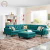L Koltuk Takımı Turkuaz Yeşili Modern Tasarım