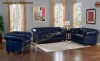 Lacivert Deri Koltuk Takımı Hakiki Deri Chesterfield Oturma Grubu