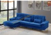 Parlak Mavi Kadife L Köşe Koltuk Modern Özel Ölçü Köşe Koltuk Takımı