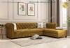 Sarı Chester L Köşe Koltuk Lüks Sarı Kadife Chesterfield Köşe Takımı