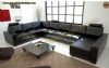 Siyah Deri Modern Koltuk Takımı U Şeklinde Köşe Koltuk Deri Koltuk