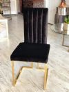 Siyah Kadife Sarı Metal Sandalye Lüks Modern Sandalye
