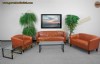 Taba Deri Bekleme Salonu Koltuk Takımı Kahverengi Deri Özel Üretim