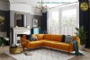 Turuncu Lüks L Köşe Koltuk Modern Özel Ölçü Üretim L Köşe Koltuk