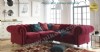 Vişne Rengi Chester Köşe Koltuk Takımı Kadife Lüks Avangarde L Köşe