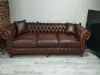 Hakiki Deri Chester Koltuk Taba Kahverengi Özel Üretim Lüks Orijinal Kalite
