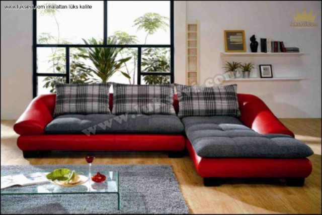 Balhom Kırmızı Deri Home Ofis Koltuk Takımları Luxury Studio Sofas