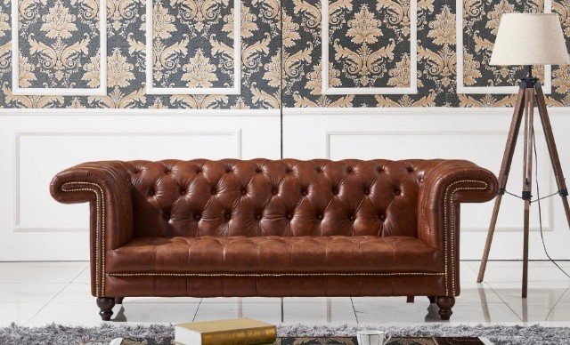 Chestnut Leather Sofa, Hakiki Deri Chester Lüks Kanepe Modeller