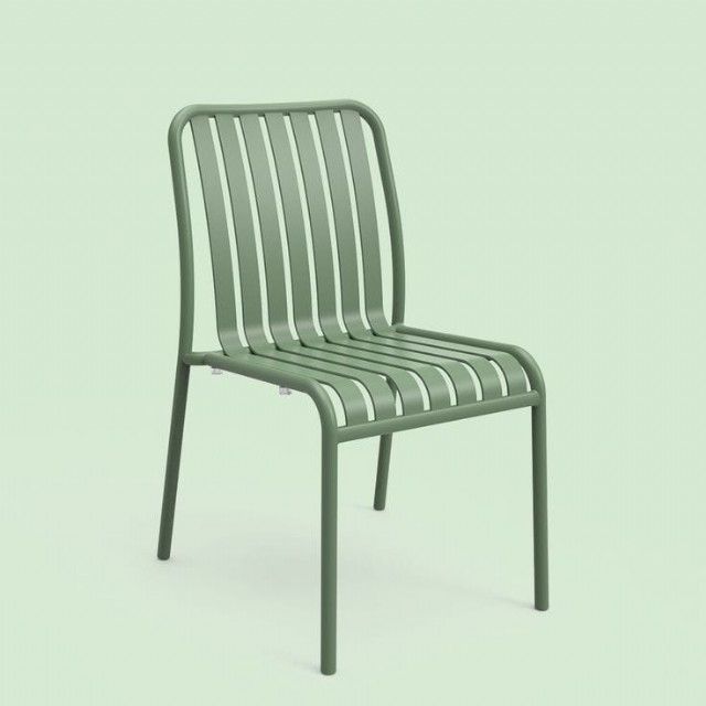 Demir Sandalye Kolçaksız Mindersiz Yeşil Renk Metal Sandalye