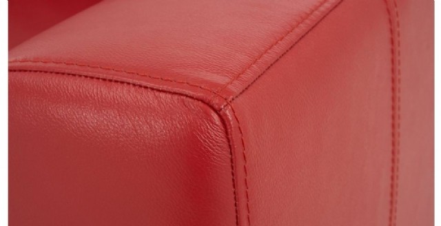 Hakiki Deri Kanepe Modeli Sabit Oturum Modern Deri Kanepe Kırmızı Renk