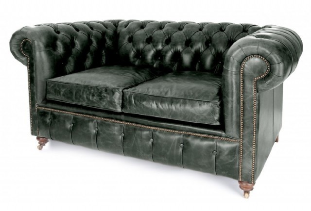 Yeşil Renk Gerçek Deriden Tasarım Koltuk Model Chesterfield Kanepe Amerikan Model Gerçek Deriden İst