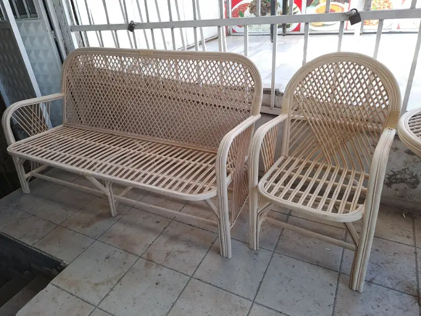 Bambu Masa Sandalye Takımı Bahçe Balkon Dış Mekan Bambu Masa Sandalye El İşçiliği