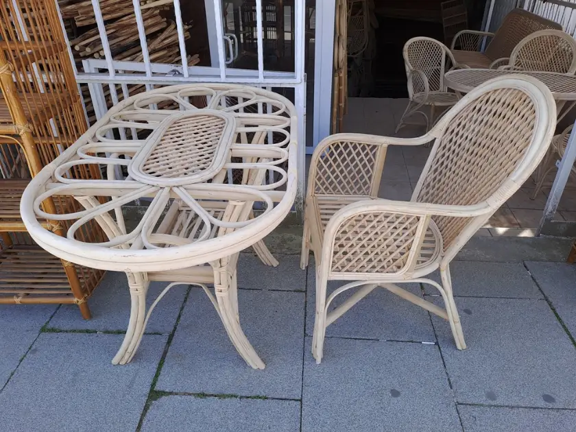 Bambu Masa Sandalye Takımı Bahçe Balkon Dış Mekan Bambu Masa Sandalye El İşçiliği