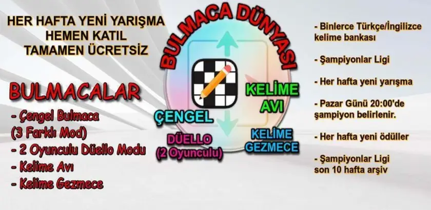 Çengel Bulmaca Kelime Bulmaca Her Hafta Yarışma Ücretsiz