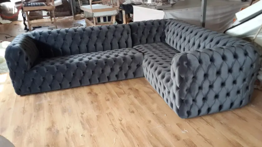 En Lüks Chester Köşe Koltuk Takımı  Dekoratif İtalyan Kadife Modeller