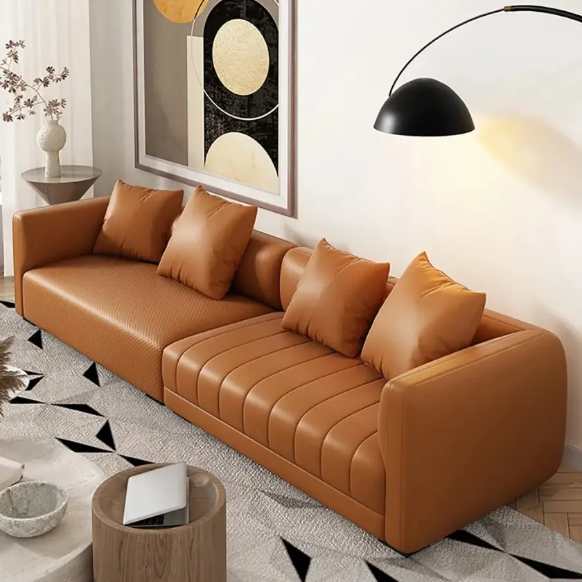 Gerçek Deri Modern Deri Kanepe 4 Kişilik Uzunluk Hakiki Deri Kanepeler