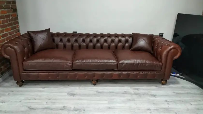 Hakiki Deri Chester Koltuk Taba Kahverengi Özel Üretim Lüks Orijinal Kalite