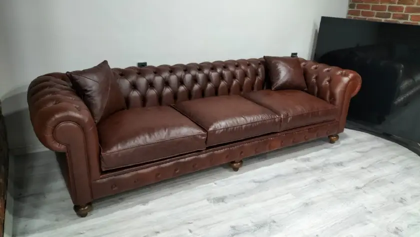 Hakiki Deri Chester Koltuk Taba Kahverengi Özel Üretim Lüks Orijinal Kalite