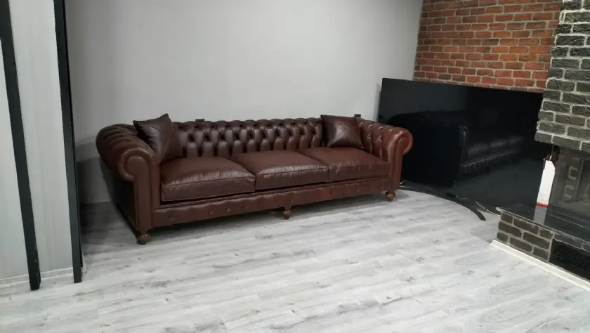 Hakiki Deri Chester Koltuk Taba Kahverengi Özel Üretim Lüks Orijinal Kalite