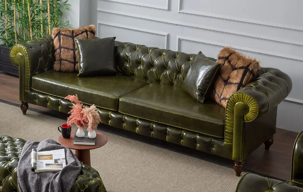 Hakiki Deri Klasik Chester Kanepe Modelleri Luxury Exclusive Chester Koltuk Modelleri