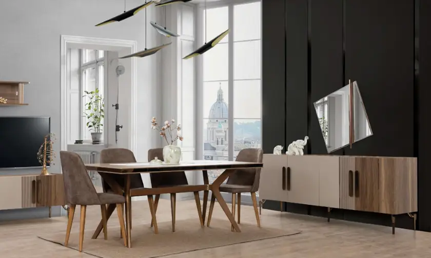 Modern Yemek Odası Tasarımları Lüks Modern Özel Üretim Yemek Odası Masa Sandalye Takımı